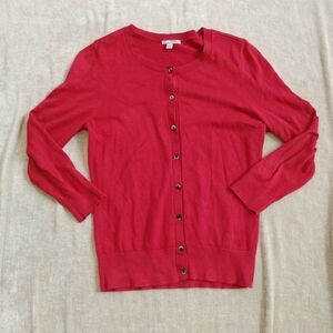 Halogen 3/4 Sleeve Button Up Red Cardigan Size S